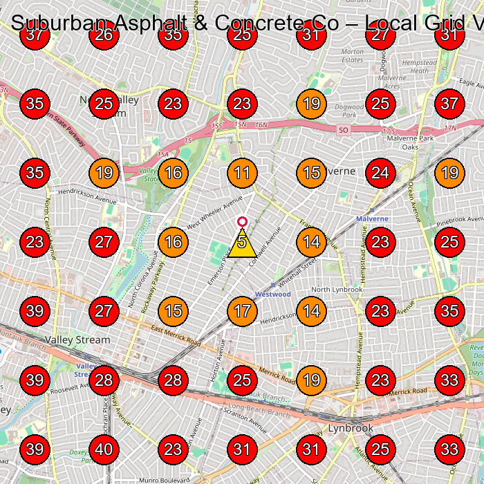 Suburban Asphalt & Concrete Co GeoGrid visibility map for Concrete Contractor in Island Park